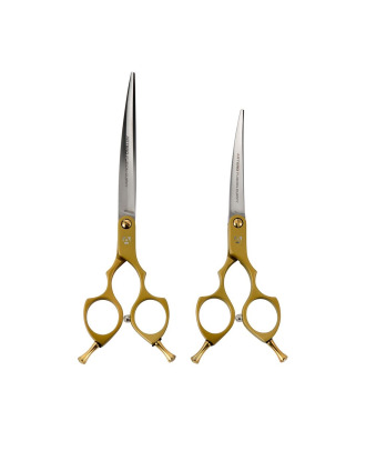 Artero Fusion Gold Curvy Scissors - profesjonalne, lekkie nożyczki do strzyżenia w stylu Asian Fusion, złote