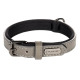 Flamingo Collar Binti Grey - skórzana obroża dla psa z podszyciem, naturalna skóra, neopren, szara