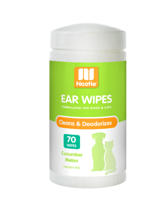 Nootie Ear Wipes Clean&Deodorizes 70szt. - chusteczki do czyszczenia uszu, dla psów i kotów, o zapachu ogórka i melona