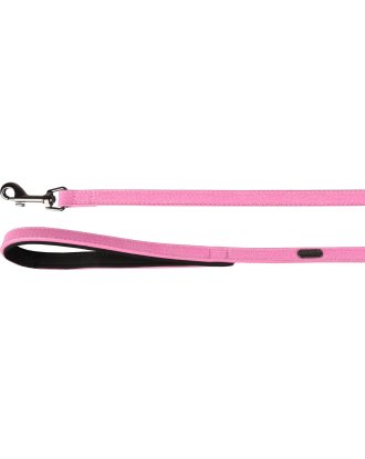 Flamingo Leash Leza Pink - smycz dla małego psa, uchwyt z podszyciem, sztuczna skóra, różowa, 1,5x100cm