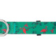 Flamingo Collar Samar Green - kolorowa obroża dla psa, regulowana, wzór flamingi, liście, zielona