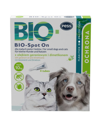Pess Bio-Spot On 10kg - naturalne krople na pchły i kleszcze dla kotów i małych psów
