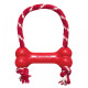 KONG Goodie Bone with Rope - czerwona, gumowa kość dla psa z liną, gryzak i szarpak