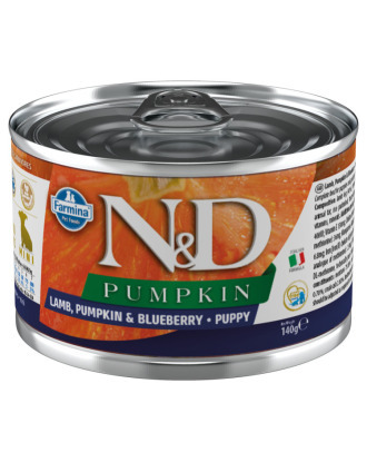 Farmina ND Pumpkin Lamb & Blueberry Puppy - karma dla szczeniąt oraz suk ciężarnych i karmiących, z jagnięciną, dynią i borówkami