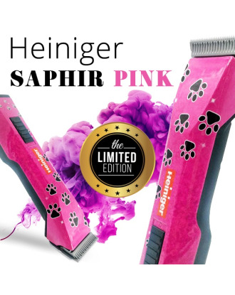 Heiniger Saphir Pink Limited Edition - profesjonalna, bezprzewodowa maszynka w kolorze różowym, z dwoma akumulatorami i ostrzem nr10 (1,5mm)