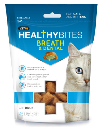 VetIQ Healthy Bites Breath & Dental 65g - przysmaki dla kotów, oddech i zęby