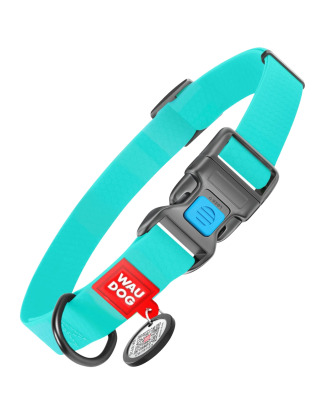 Waudog Waterproof Collar With QR Code Mint - obroża wodoodporna dla psa, z zawieszką QR, świeci w ciemności