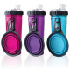Dexas Snack-Duo Pet Bottle - Two Chamber Dog Water & Snack Container, with Foldable Bowl