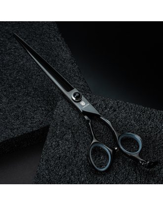 Jargem Black Skull Scissors 7" - Coated Straight Grooming Shears