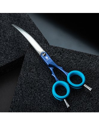 Jargem Asian Style Light Curved Scissors 6,5" - bardzo lekkie, gięte nożyczki z kolorowymi ringami, do strzyżenia w stylu koreańskim 