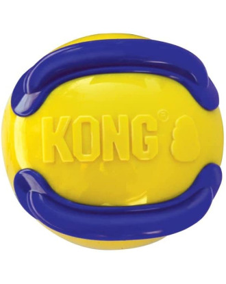 KONG Jaxx Brights Ball Yellow - wytrzymała piłka dla psa z piszczałką, sprężysta