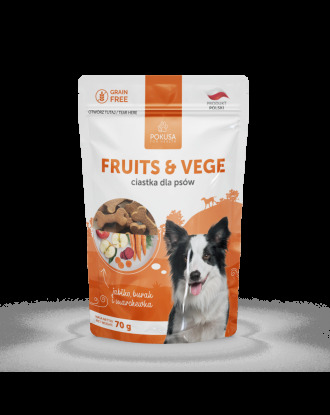 Pokusa Natural Fruit & Vege 70g - wegetariańskie przysmaki dla psów, jabłko, burak i marchewka
