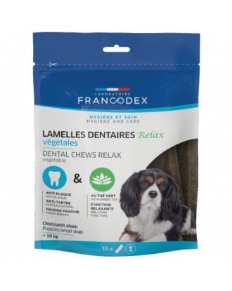 Francodex Dental Chews Relax - wegetariańskie przysmaki dla psa, usuwają płytkę, nieświeży oddech i odprężają