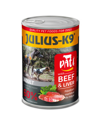 Julius-K9 Beef & Liver 400g - pełnoporcjowa mokra karma dla psa, wołowina z wątróbką