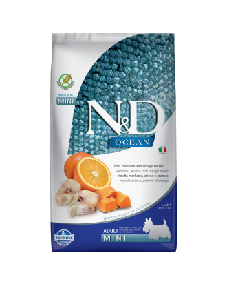 Farmina N&D Ocean Cod Pumpkin & Orange Adult Mini - karma dla dorosłych psów małych ras, z dorszem, z dynią i pomarańczami