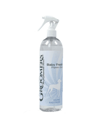 Groomers Baby Fresh Spray 500ml - delikatnie perfumowany preparat odświeżający szatę, o pudrowym zapachu