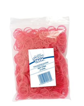 Gumki do papilotów Show Tech różowe 1000szt., średnica 1,5cm