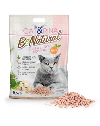 Cat&Rina Be Natural Tofu - wegański żwirek dla kotów, pellet dla kota o zapachu brzoskwiniowym