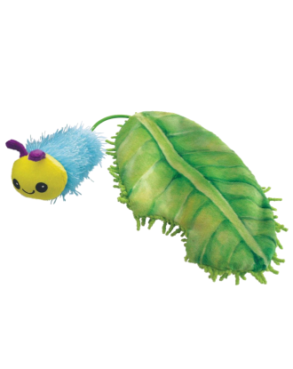 KONG Flingaroo CATerpillar - szeleszcząca zabawka dla kota, wielomateriałowa gąsienica z liściem, z kocimiętką
