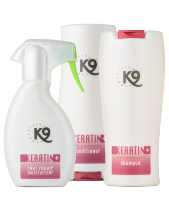 K9 Keratin+ Moisturizing - zestaw kosmetyków do pielęgnacji sierści, regenerująco-nawilżający