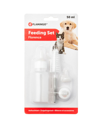 Flamingo Florence Feeding Set 50ml - butelka do karmienia kociąt, szczeniąt, z 3 smoczkami i szczoteczką