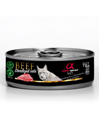 Alpha Spirit Beef Sterylized Cats 85g - bezzbożowa i bezglutenowa mokra karma dla kotów sterylizowanych, z wołowiną