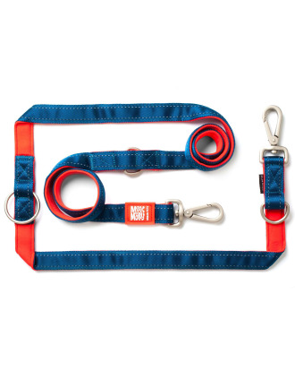 Max&Molly Multi-Leash Matrix Red - smycz przepinana dla psa z odblaskowymi przeszyciami, 200cm