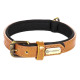 Flamingo Collar Lyabo Cognac - obroża dla psa z podszyciem, eko skóra i neopren, koniakowa
