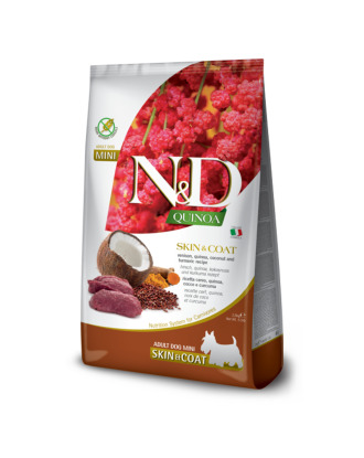 Farmina N&D Quinoa Skin & Coat Venison Adult Mini 800g - karma dla dorosłych psów małych ras, z alergiami skórnymi, z mięsem z jelenia i komosą ryżową