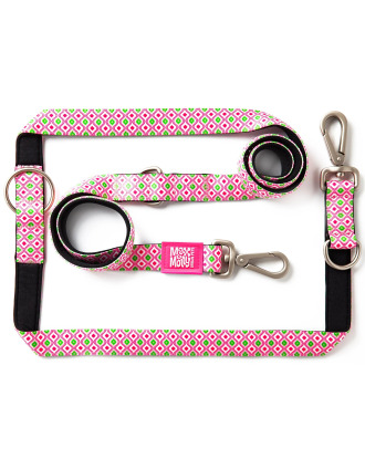 Max&Molly Multi-Leash Retro Pink - smycz przepinana dla psa, ciekawy wzór, 200cm