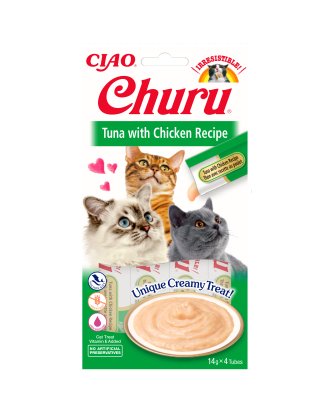 Inaba Creamy Churu Treat 4x14g - kremowy przysmak dla kota, tuńczyk i kurczak