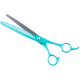 Jargem Grooming Cyan Chunkers 7,5" - Turquoise Coated Single Blade Thinning Scissors, 24 Teeth