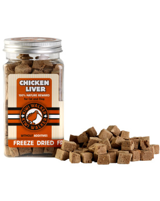 Kiwi Walker Snacks Chicken Liver 115g - 100% wątróbka z kurczaka, liofilizowane, naturalne przysmaki dla psa i kota