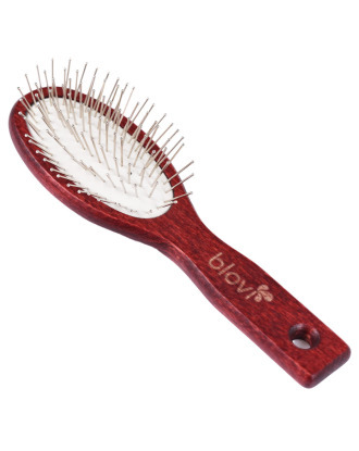 Blovi Red Wood Pin Brush - mała, miękka i drewniana szczotka z metalową szpilką 20mm zakończoną kulką