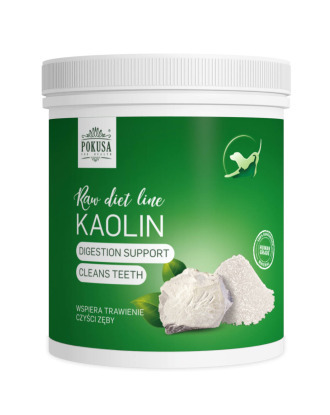 Pokusa RawDietLine Kaolin 200g -  naturalna glinka kaolinowa dla psa, kota, wspomagająco przy biegunkach, zatruciach, do czyszczenia zębów