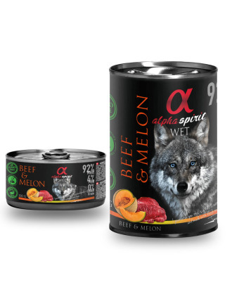 Alpha Spirit Beef & Melon - pełnowartościowa bezzbożowa i bezglutenowa mokra karma dla psów, z wołowiną i melonem