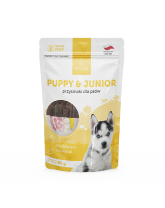 Pokusa Natural Holistic Puppy & Junior 60g - naturalne, bezzbożowe przysmaki dla szczeniąt, z cielęciną i bananem