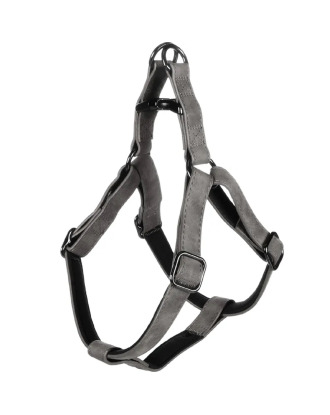 Flamingo Harness Step&Go Delu Black- szelki step in dla psa, z eko-skóry, z podszyciem z neoprenu, czarne