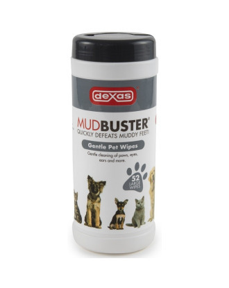 Dexas MudBuster Gentle Pet Wipes - Cleanses Eyes, Ears, Paws And More, For Dogs & Cats 