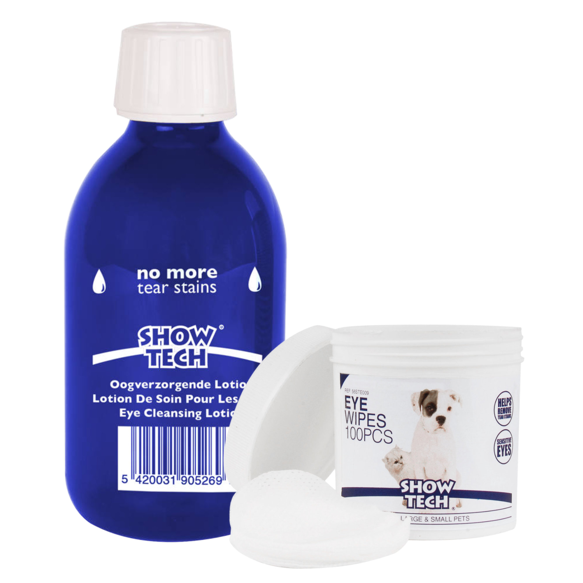 Show Tech No More Tear Stains 250ml + Show Tech Eye Wipes 100szt ...